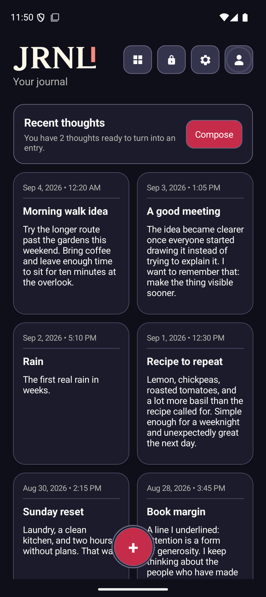 The same JRNL journal in dark mode.